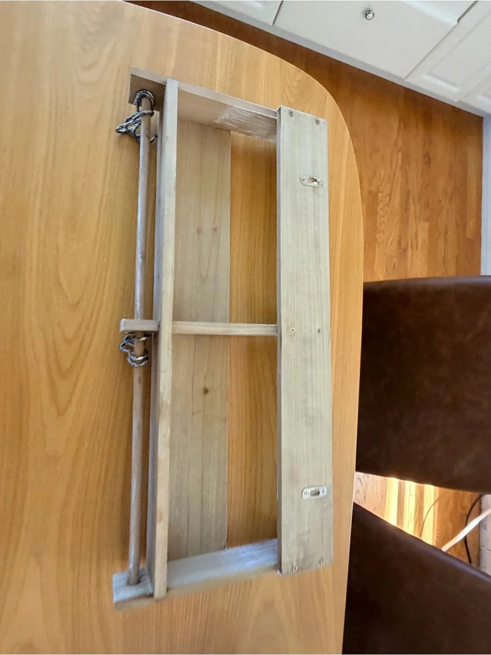 wooden book rack with hooks